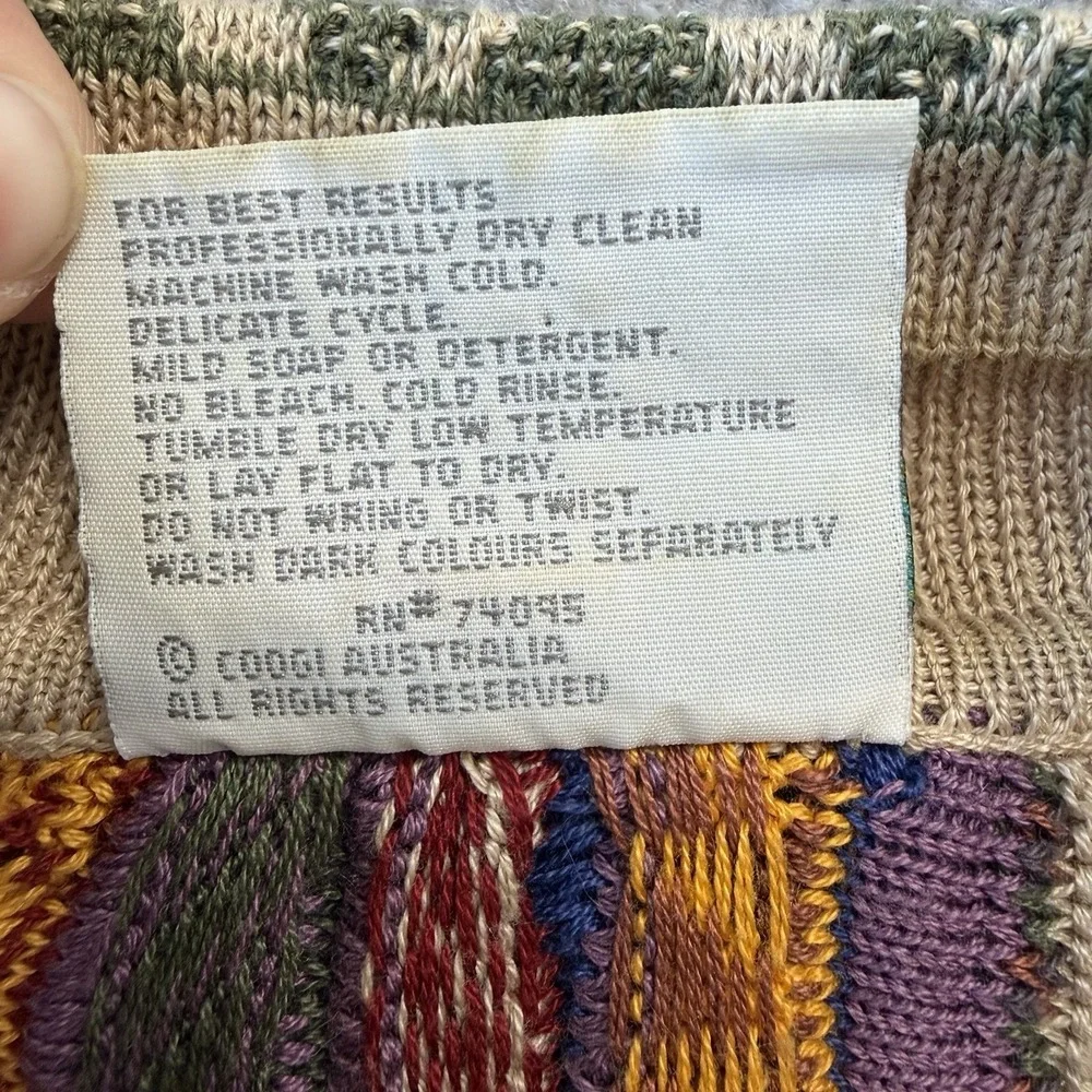 COOGI 100% Cotton Large Sweater Made in AUSTRALIA Multi Colored - Picture 7 of 9